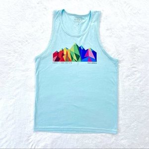 NWOT Blue Tank with Rainbow Pride Graphics